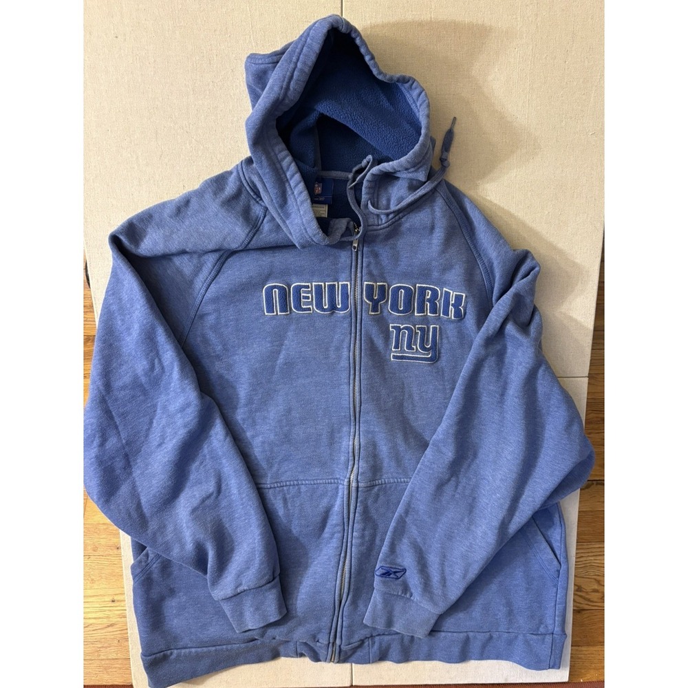 New York Giants Reebok NFL Zip Hoodie Men's Blue Team Apparel Size 2XL
